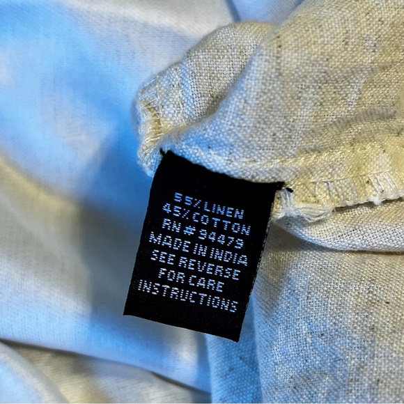 Linen Maxi Skirt with Embroidered Red Flowers; Beige/Cream; Small - Picture 5 of 5